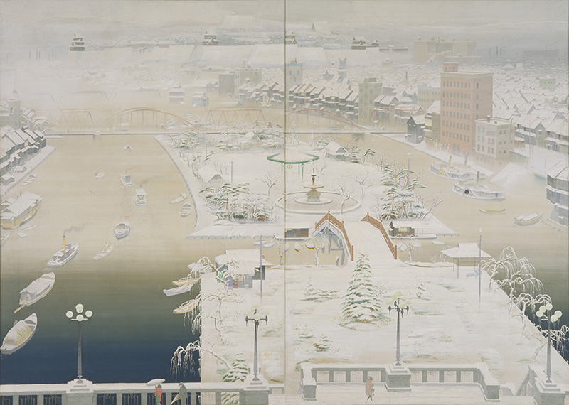 池田遥邨《雪の大阪》 1928年、大阪中之島美術館