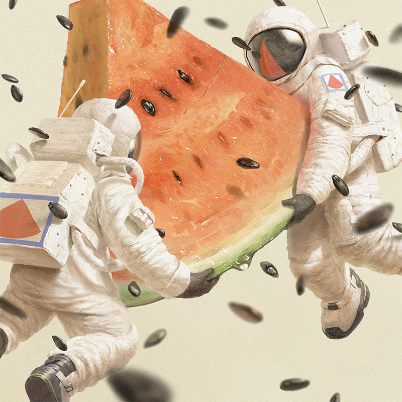 白 《夏を運ぶ絵》