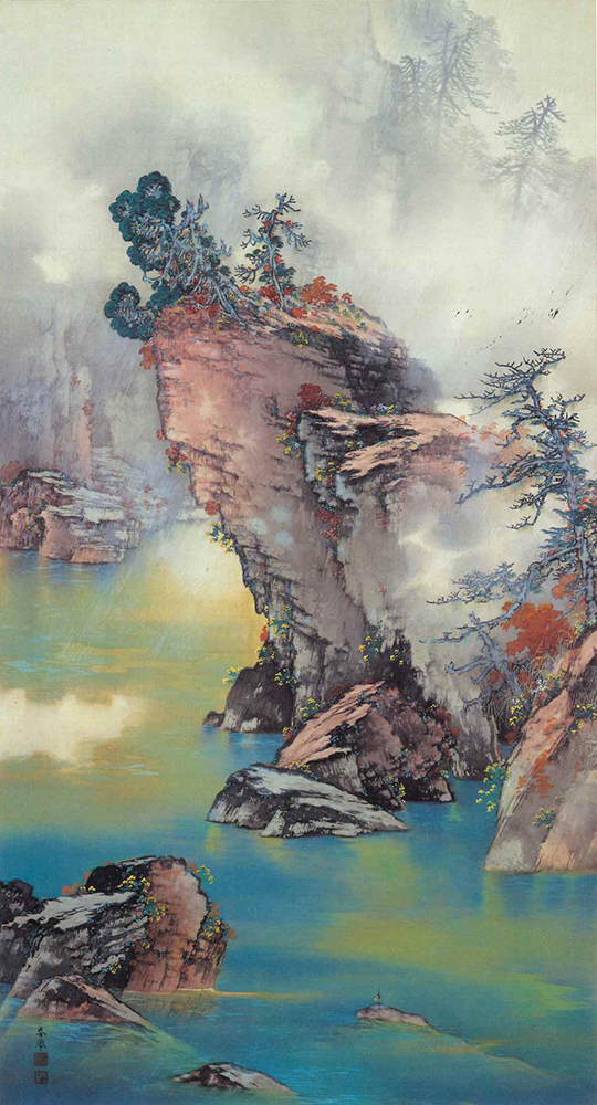 山元春挙《しぐれ来る瀞峡》画像