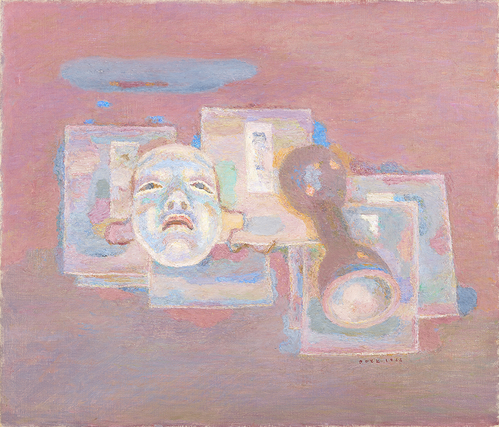 坂本繁二郎《能面と鼓の胴》画像