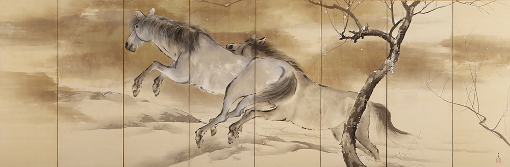 岸竹堂「牛馬図」画像(右隻)