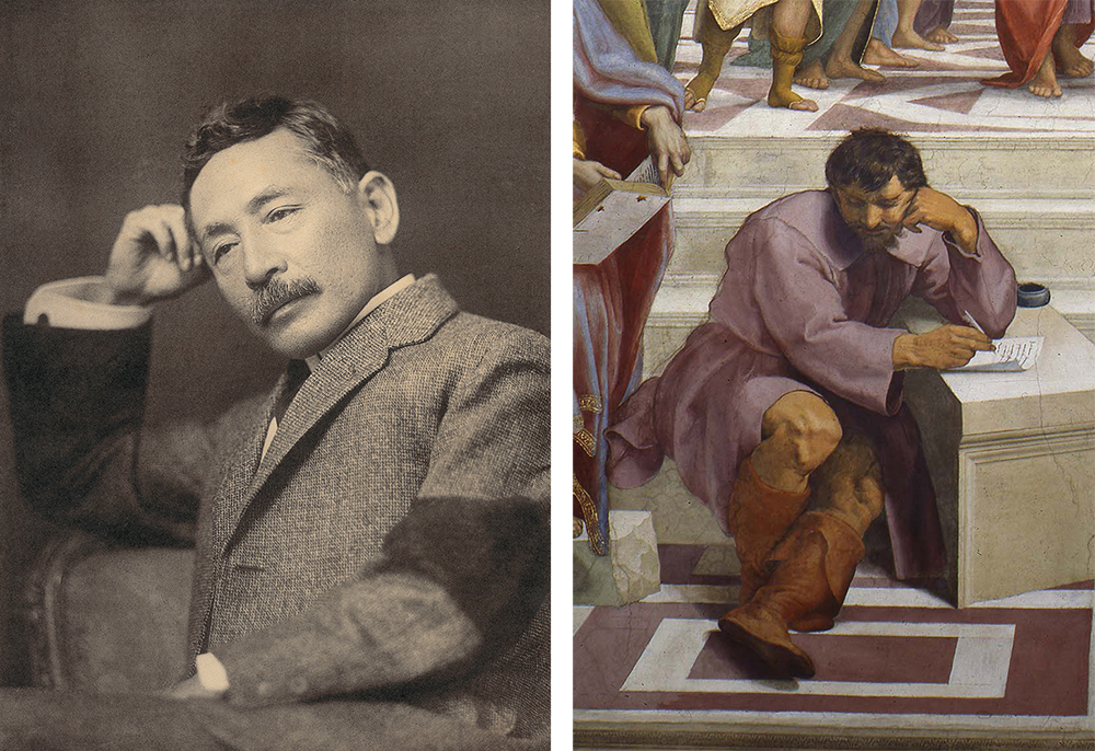 夏目漱石とミケランジェロをモデルにしたヘラクレイトスの画像