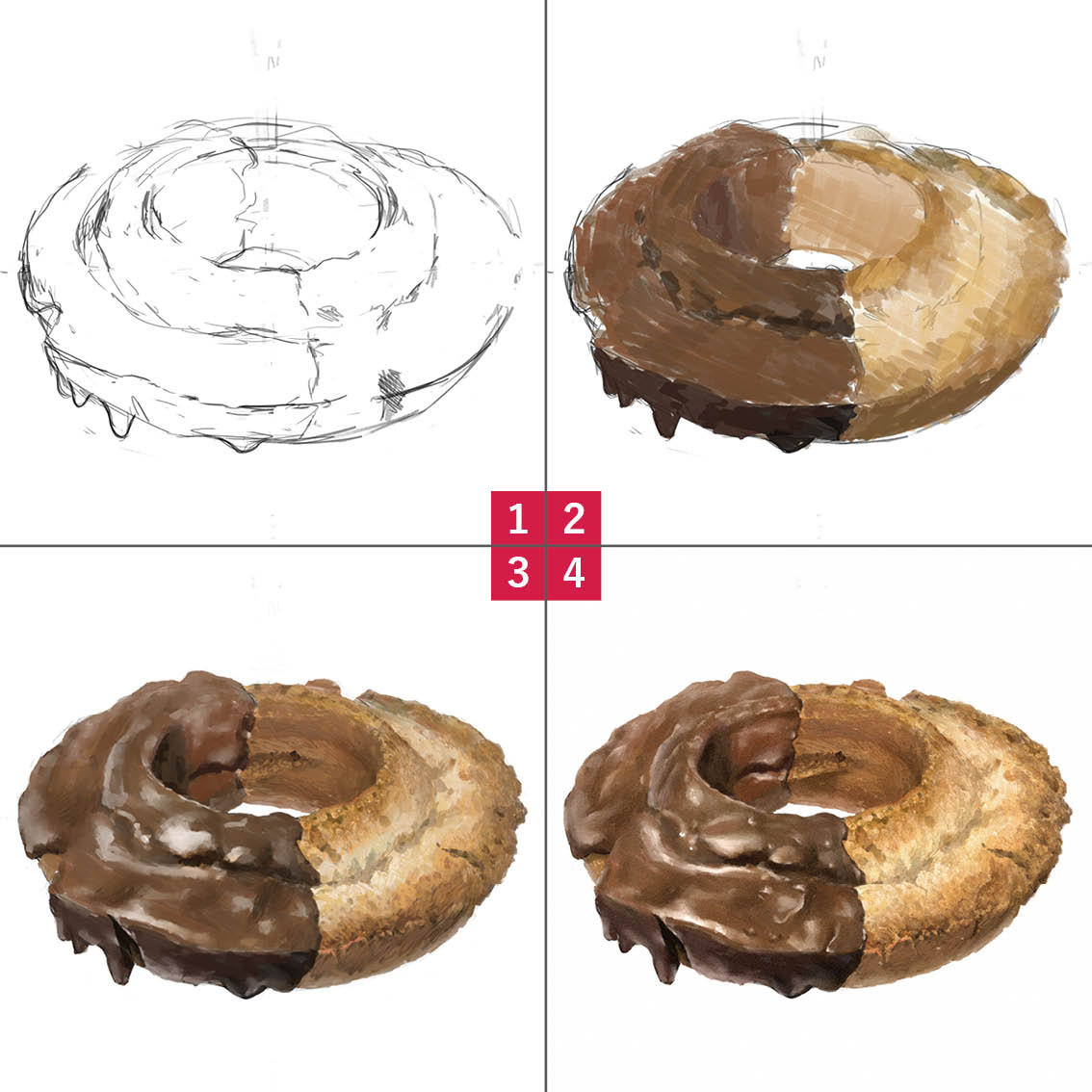 ドーナツのイラストのメイキング