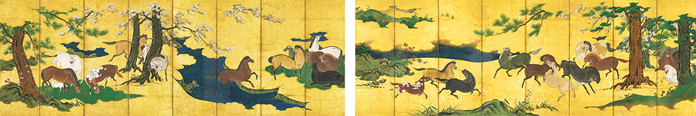 狩野孝信《牧馬図屏風》画像