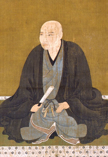 重要文化財「千利休像」（部分）　伝長谷川等伯筆／古渓宗陳賛　正木美術館 　　後期展示（11/8～12/4展示）