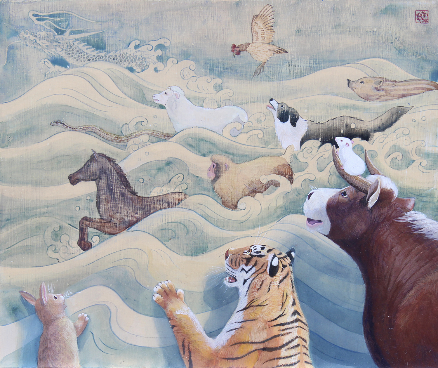 松本亮平《十二支競争》画像