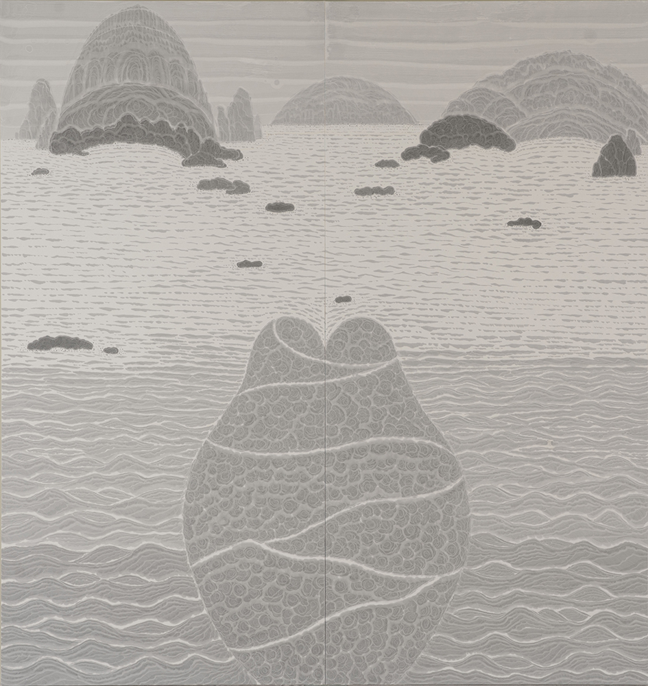 青木芳昭《屏風・鶏頭脳内行旅図》画像