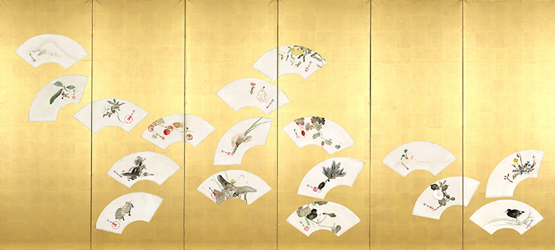 酒井抱一　扇面貼交屛風（右隻）江戸後期　細見美術館蔵