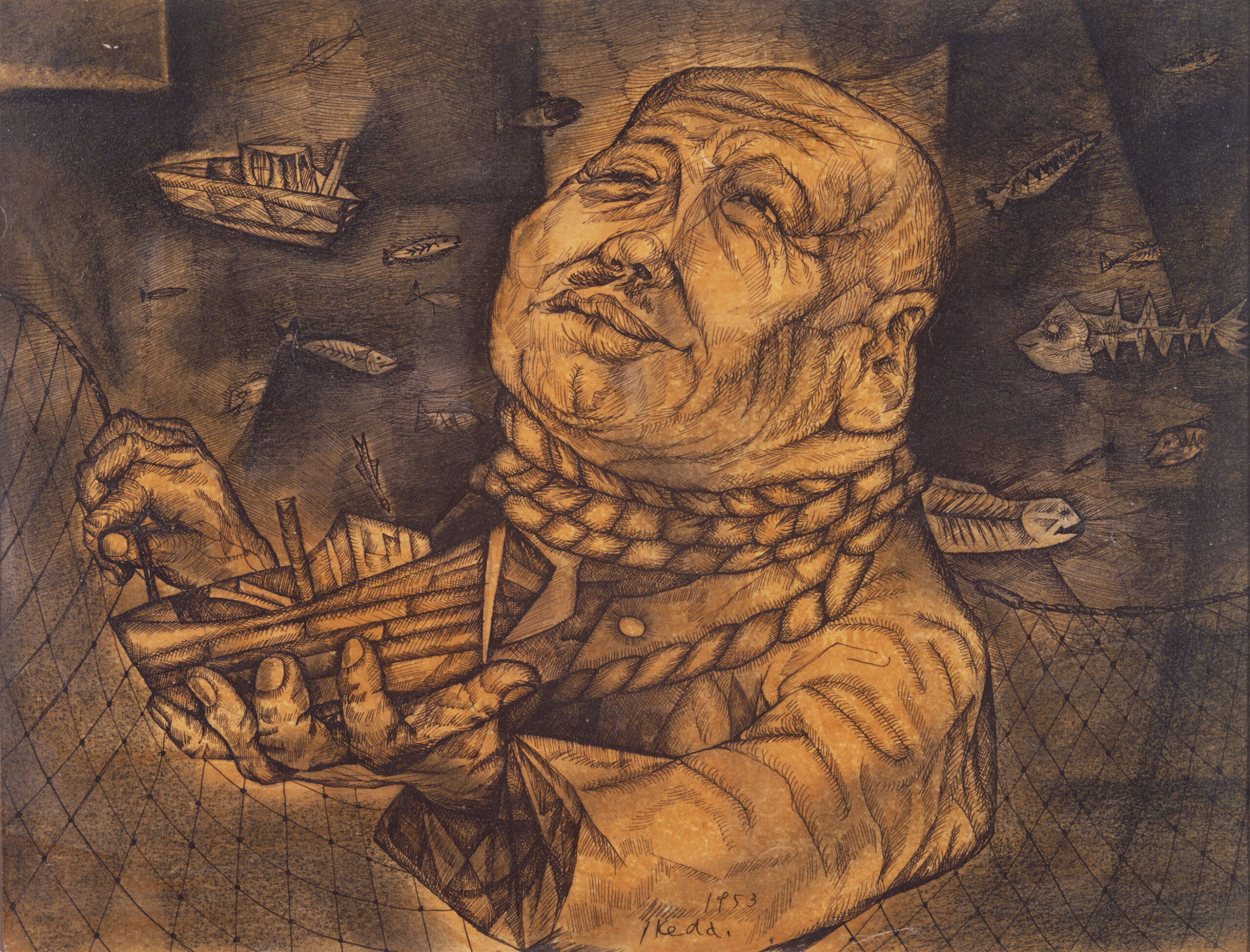 池田龍雄《網元》画像