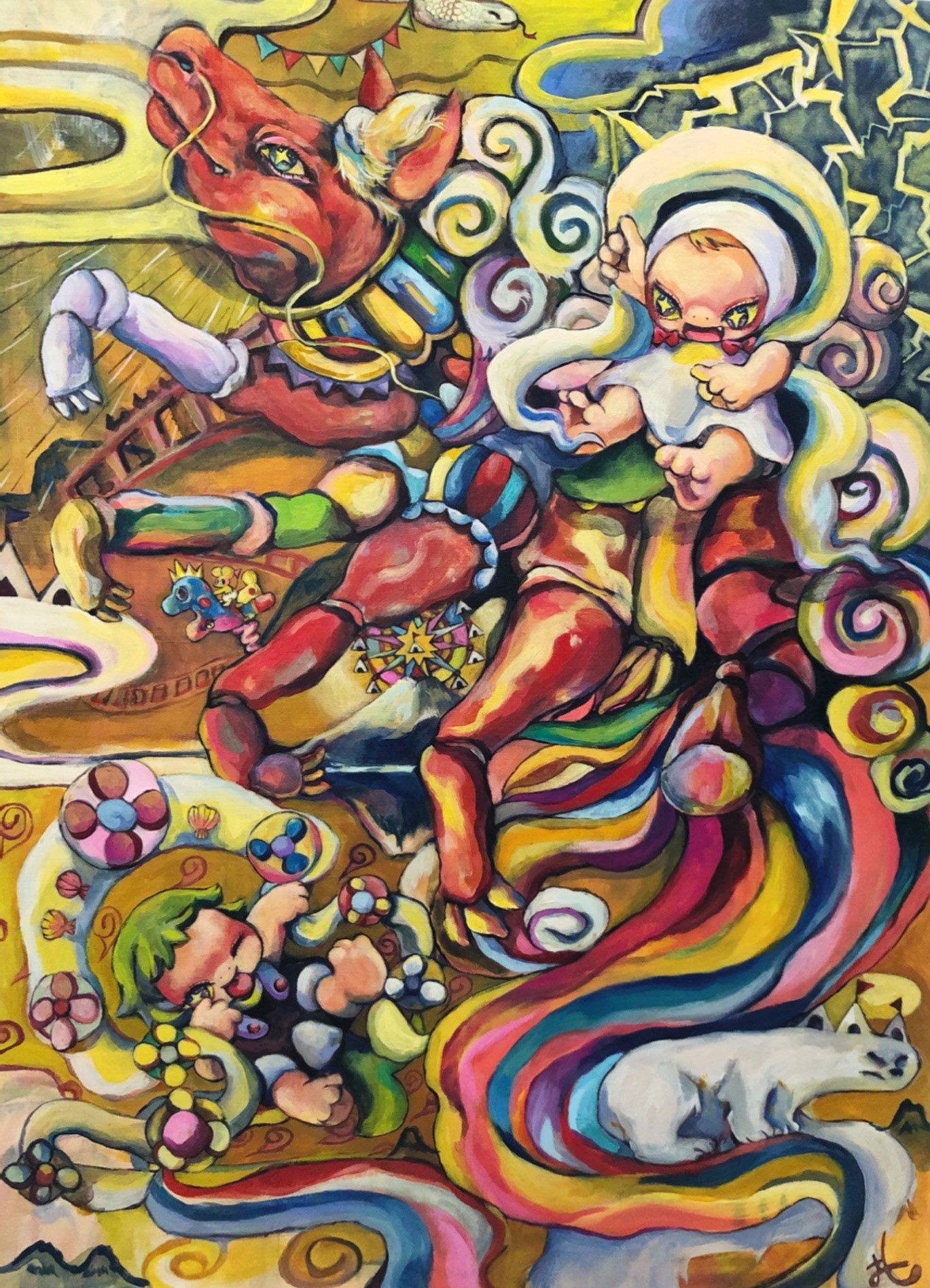 よこみち　しいな《神さまたちの遊園地》 2023年　91.0×65.2cm 油彩/キャンバス