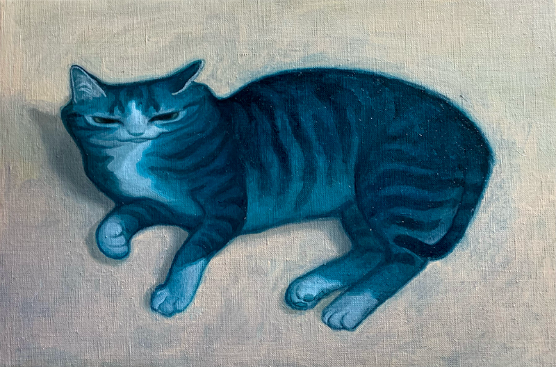 Karin Hosono《あお》　2023年　27.3×41.0cm　油彩/キャンバス