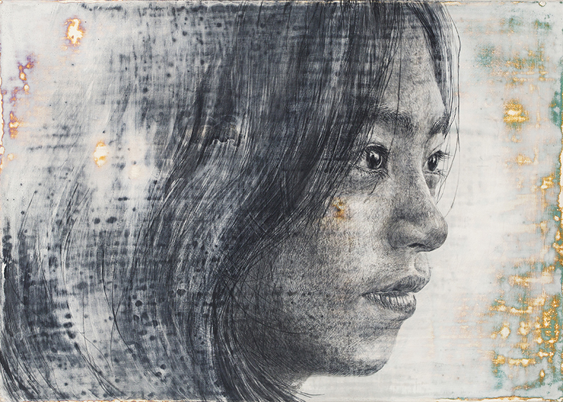 第2会期最優秀賞 羽賀文佳《空》 墨、テンペラ、白亜/綿布