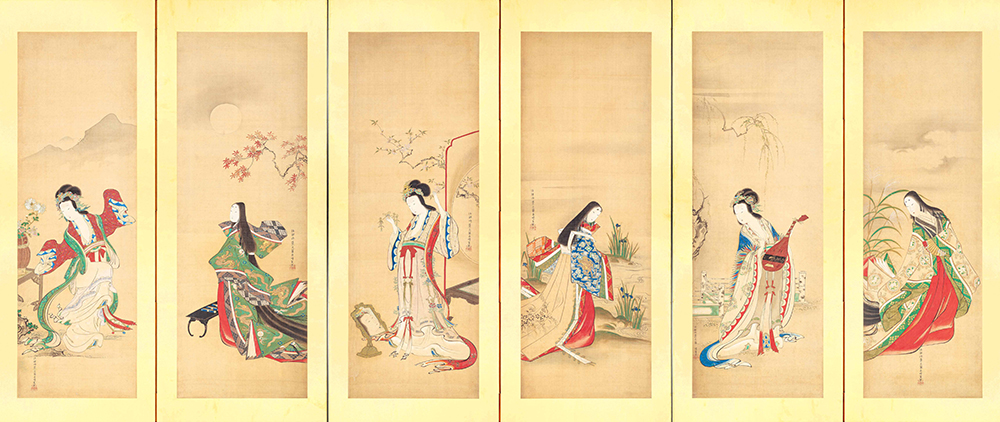 鳥文斎栄之《和漢美人図屏風》画像
