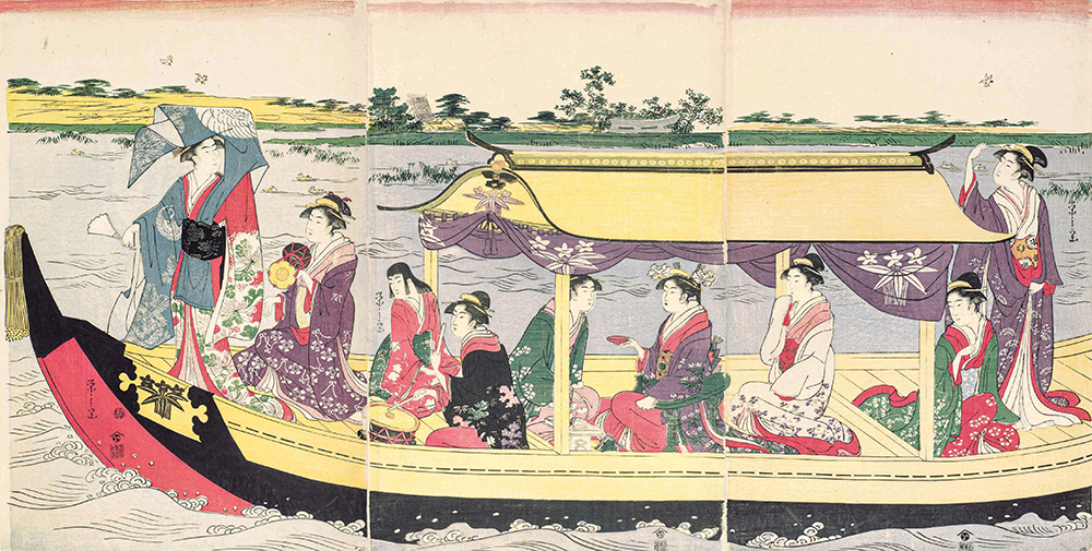 鳥文斎栄之《貴婦人の舟遊び》画像