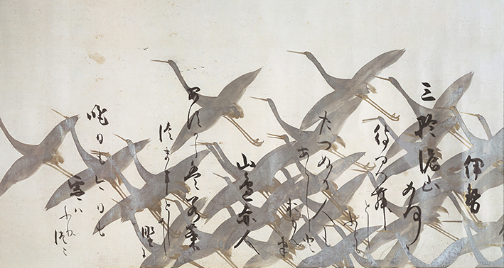 鶴下絵三十六歌仙和歌巻（部分) 本阿弥光悦筆/俵屋宗達下絵