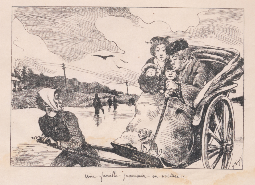 ジョルジュ・ビゴー『あさ』より《人力車に乗る日本の家族》画像