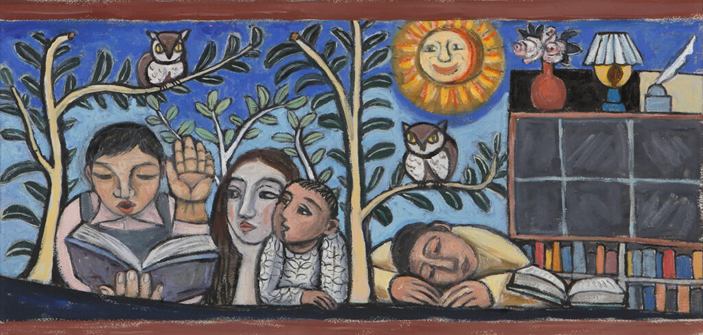 北川民次《瀬戸市立図書館陶壁原画　勉学》画像