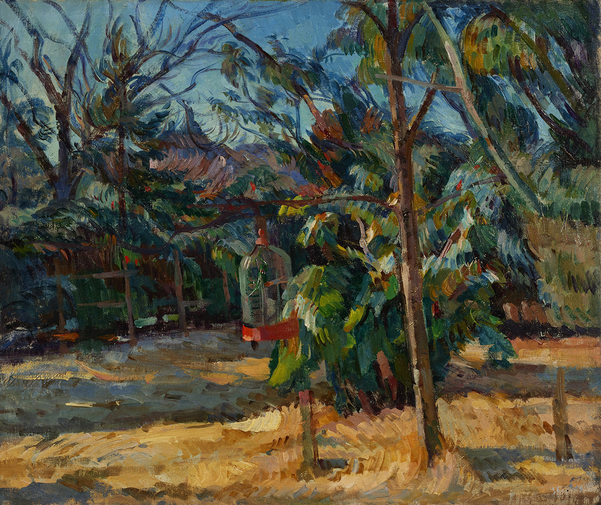 中村彝《鳥籠のある庭の一隅》画像