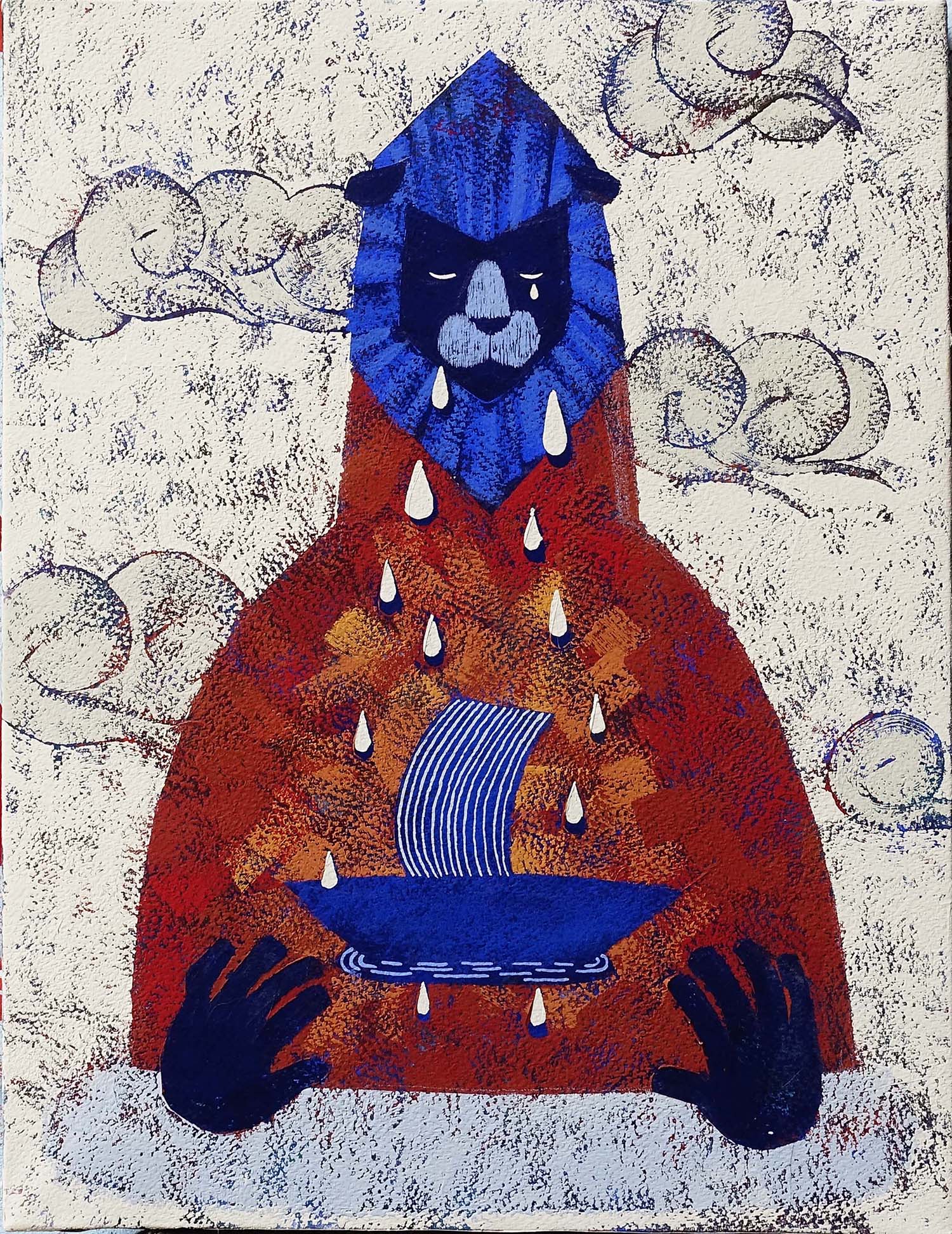 参考作品《cathedral（ライオン）》2024年　アクリルガッシュ　紙　F6　41.0 x 31.8 cm