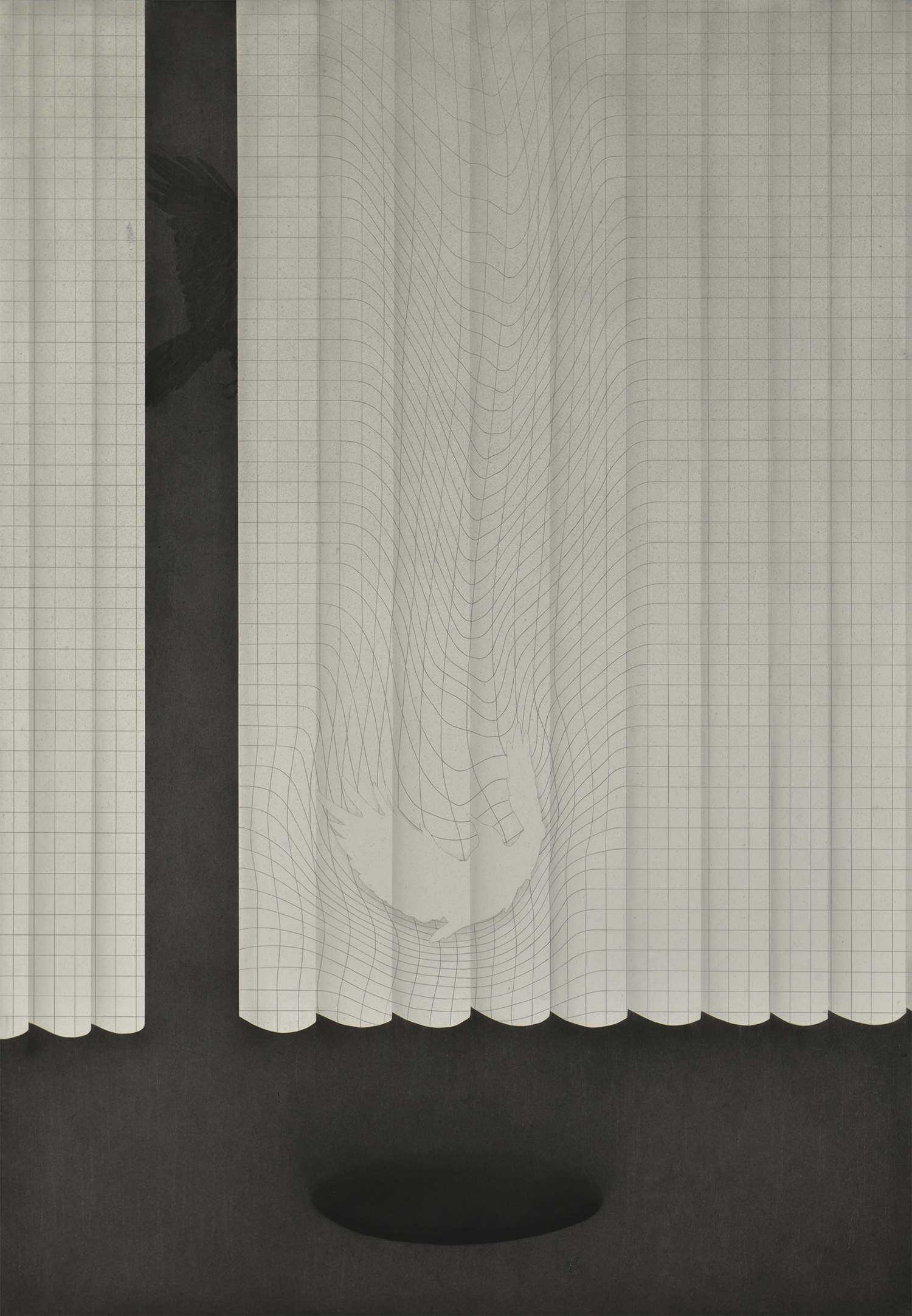 参考作品《相対論》 2023年 墨 高知麻紙 162.0×112.0 cm