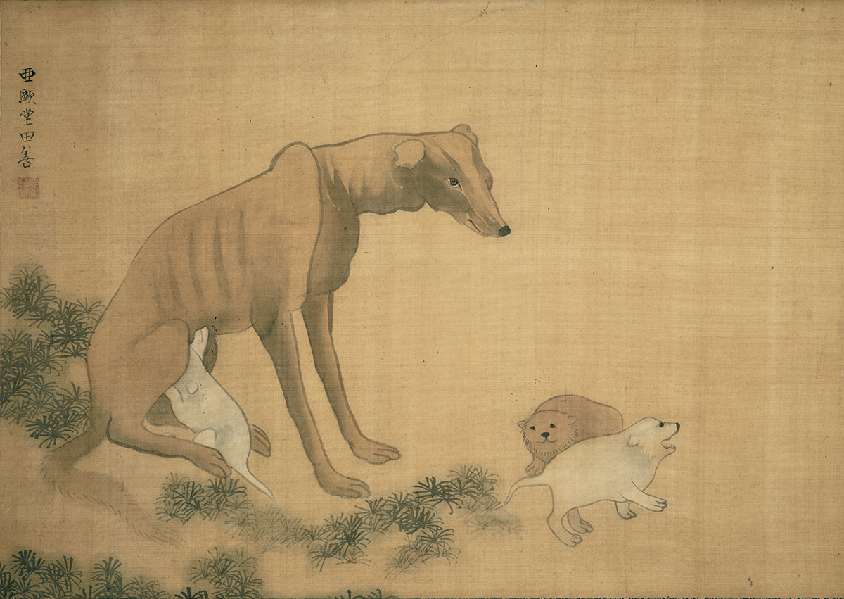 亜欧堂田善《洋犬母子図》画像