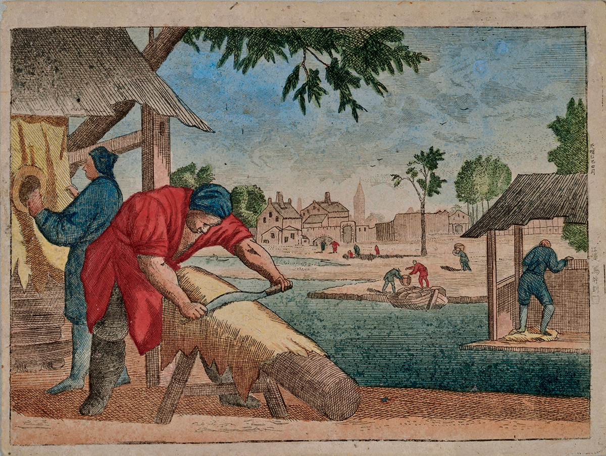 司馬江漢《皮工図》画像