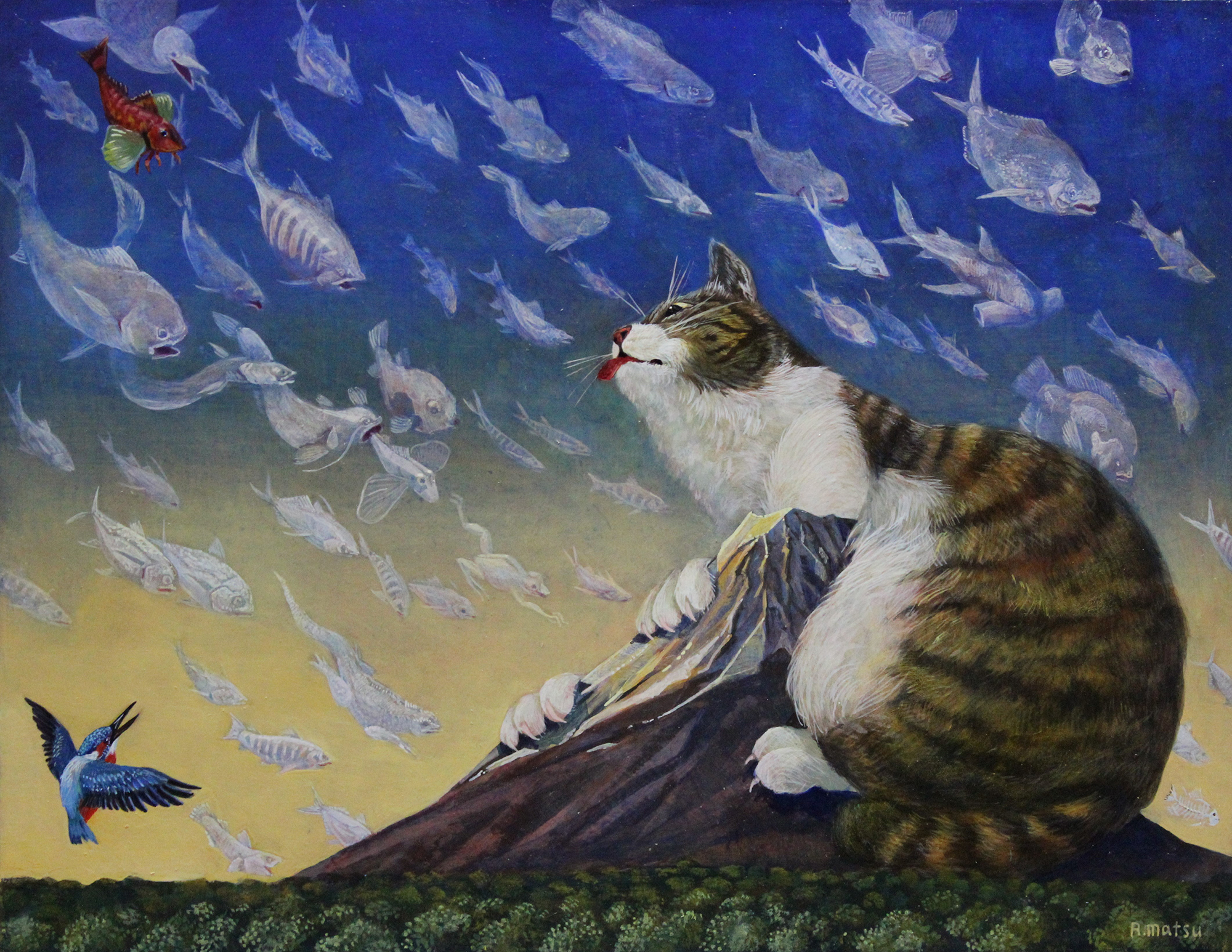 松本亮平 《白昼夢》2018年　アクリル、油彩/板　41.0×31.8cm