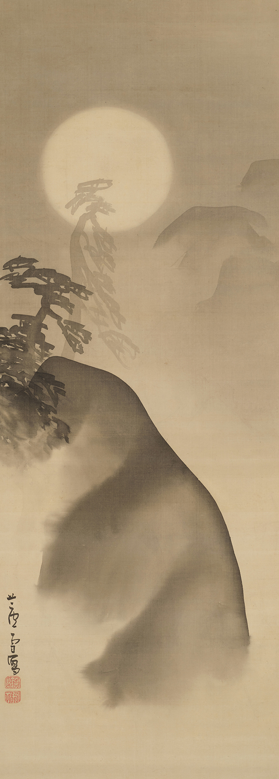 長沢芦雪《月夜山水図》画像