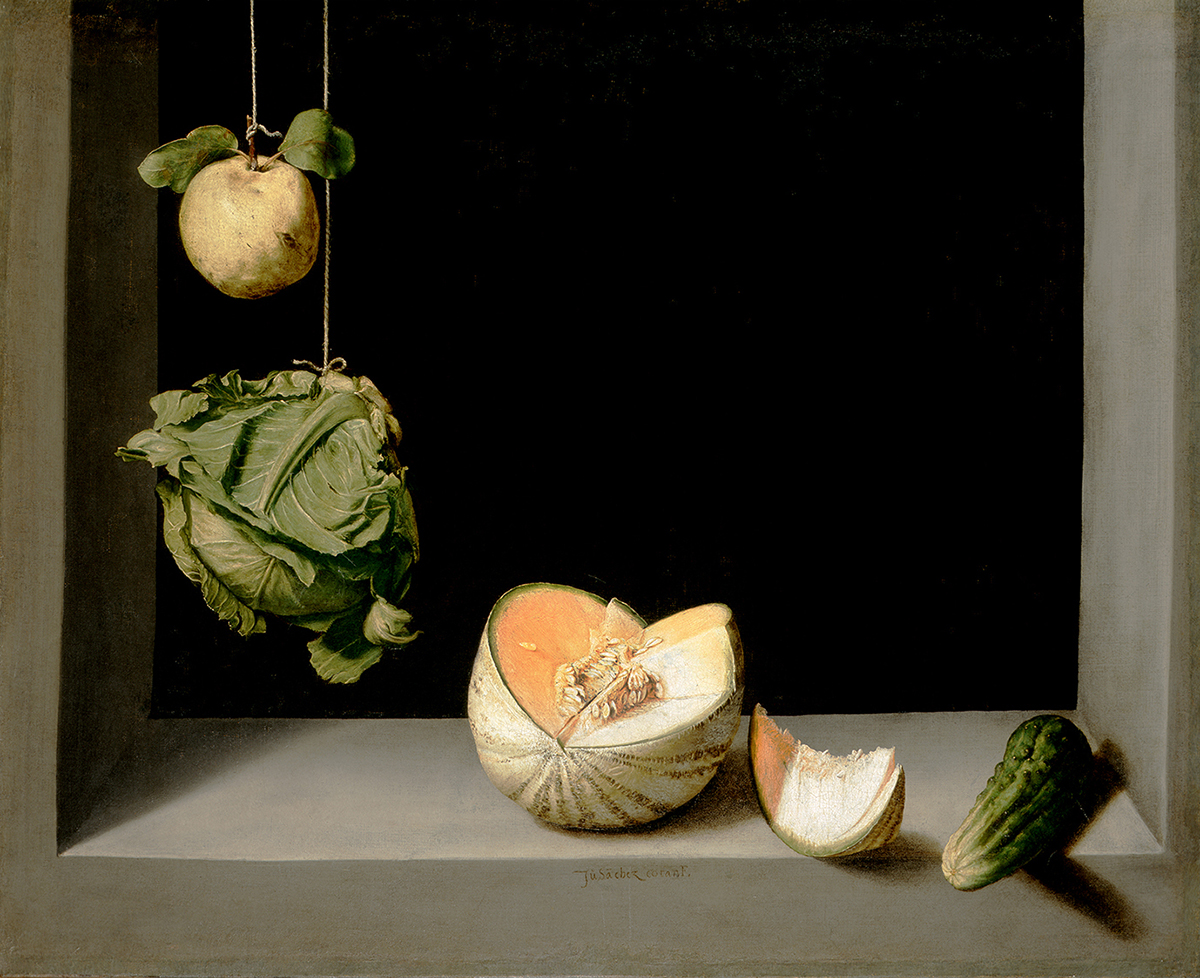 フアン・サンチェス・コターン《マルメロ、キャベツ、メロンとキュウリのある静物》画像