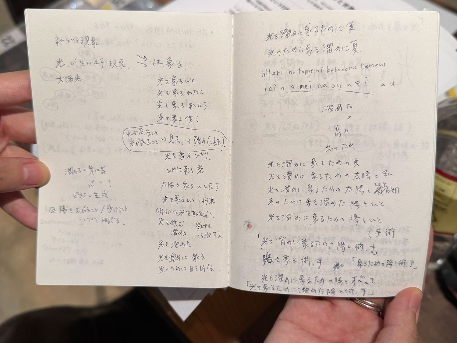 ノートに書かれたメモ