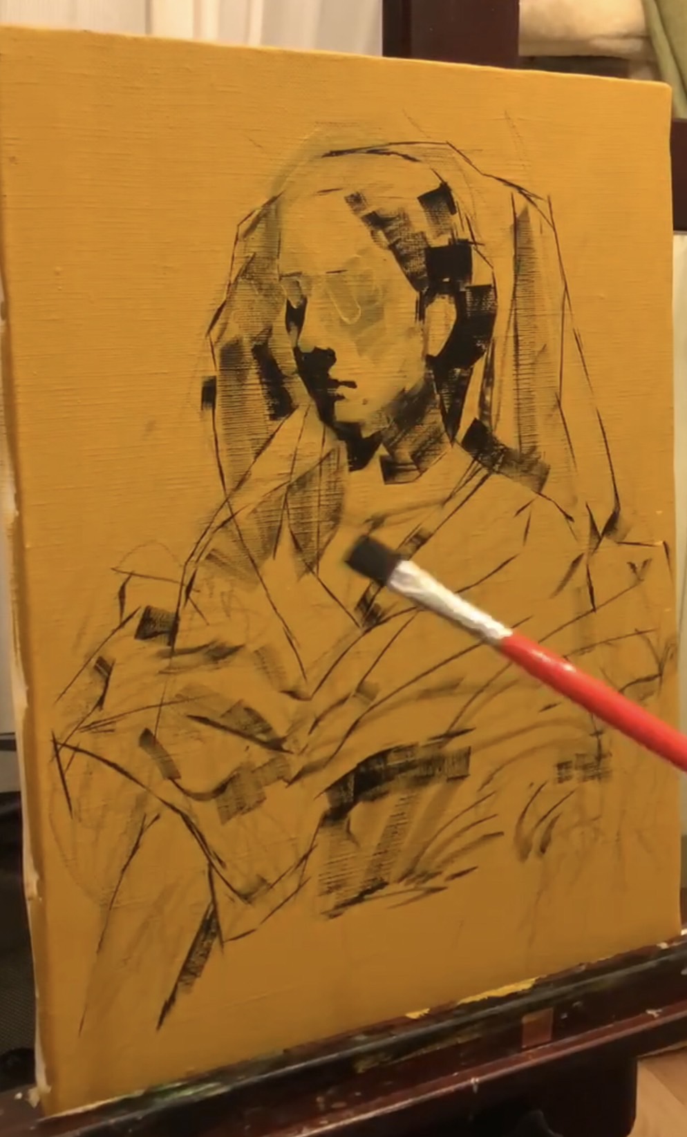 出展作品《Before the Ceremony》の制作風景。