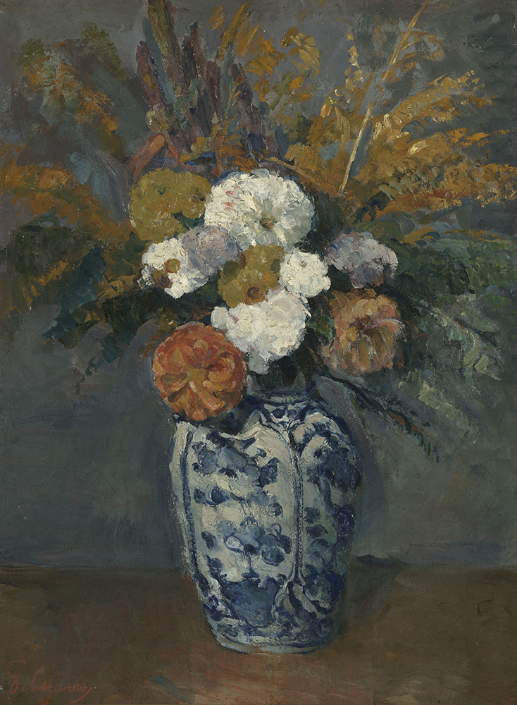 ポール・セザンヌ《大きなデルフト陶器に生けられたダリア》画像