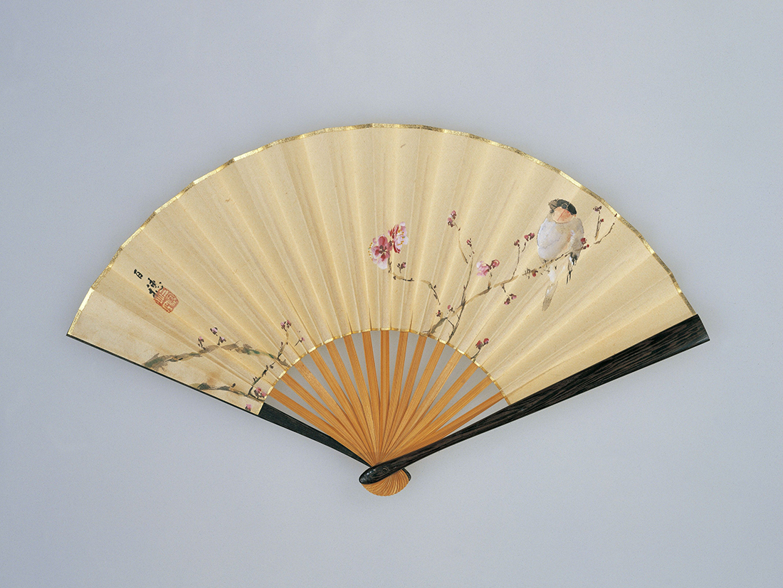 平福百穂《花鳥図扇面》画像