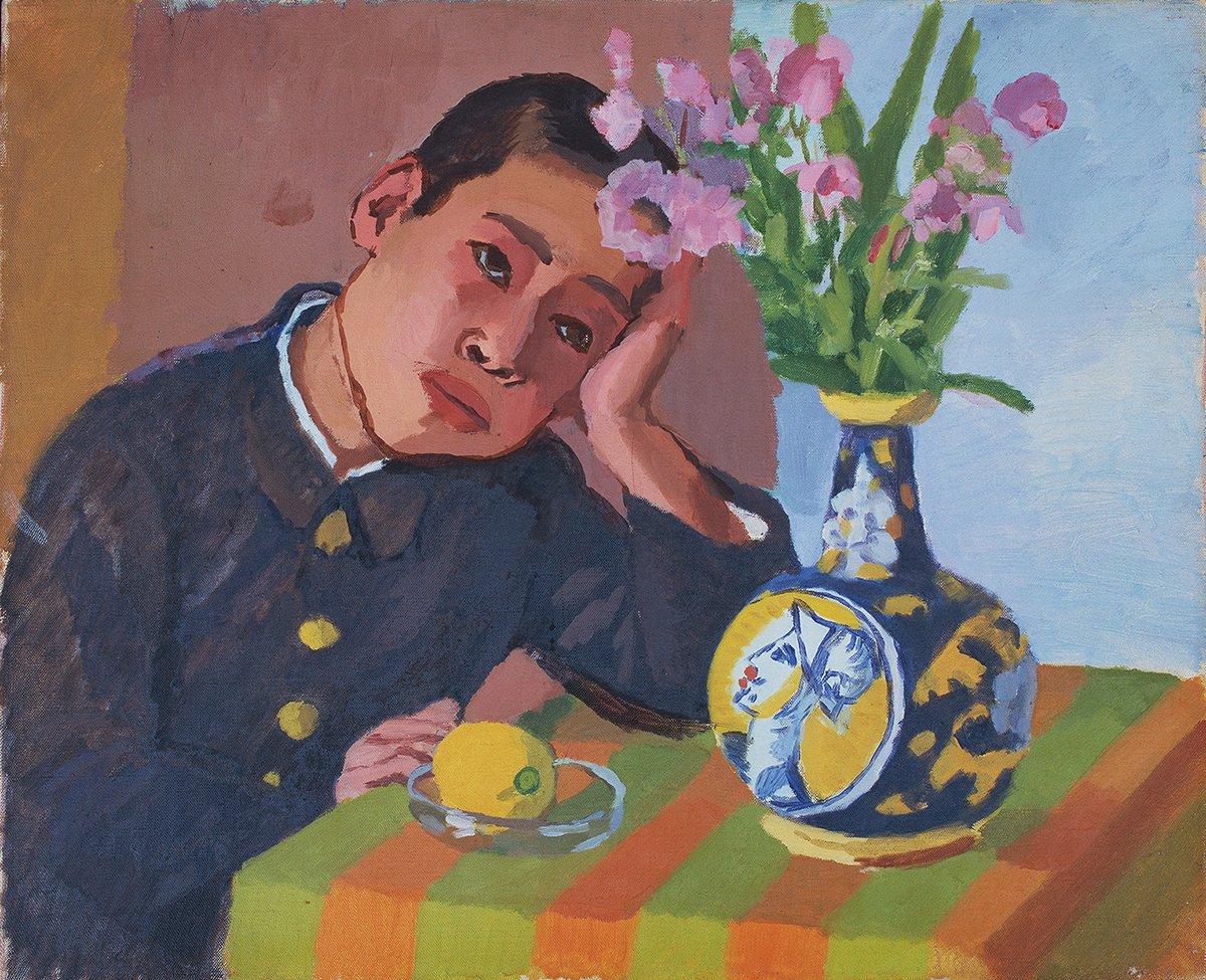 小林徳三郎《花と少年》画像