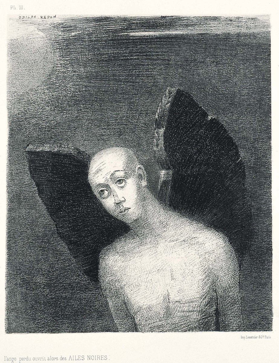 オディロン・ルドン《堕天使はその時黒い翼を開いた》画像