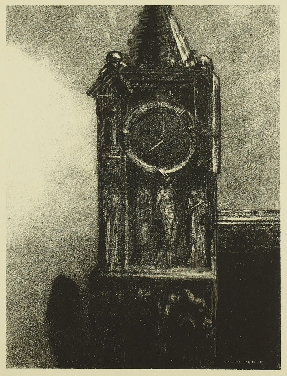 オディロン・ルドン《聖ギュドュルの重々しい鐘が近くの塔で時を告げていた》画像