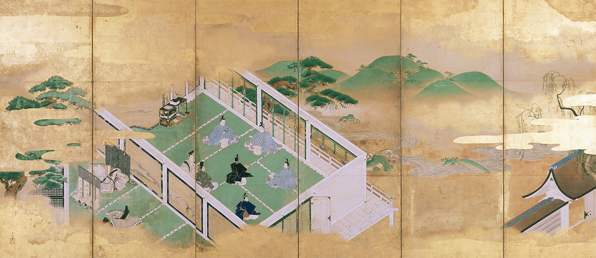 源氏物語図屏風(左隻) 狩野常信筆