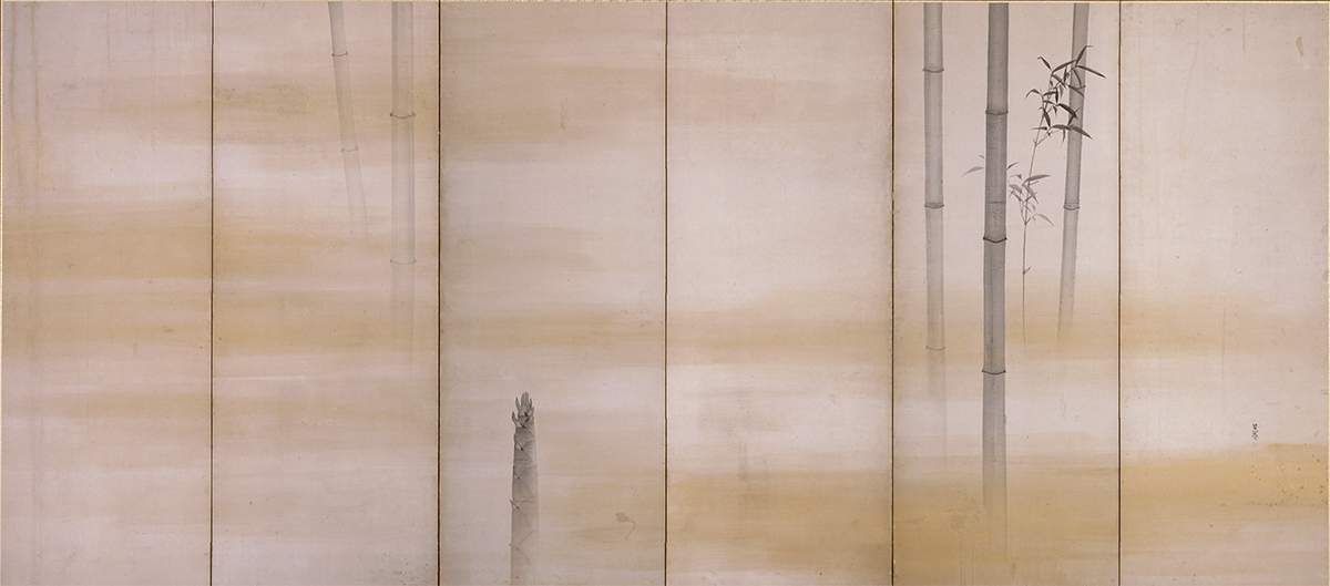 竹図屏風(右隻) 呉春筆