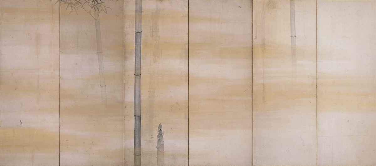 竹図屏風(左隻) 呉春筆