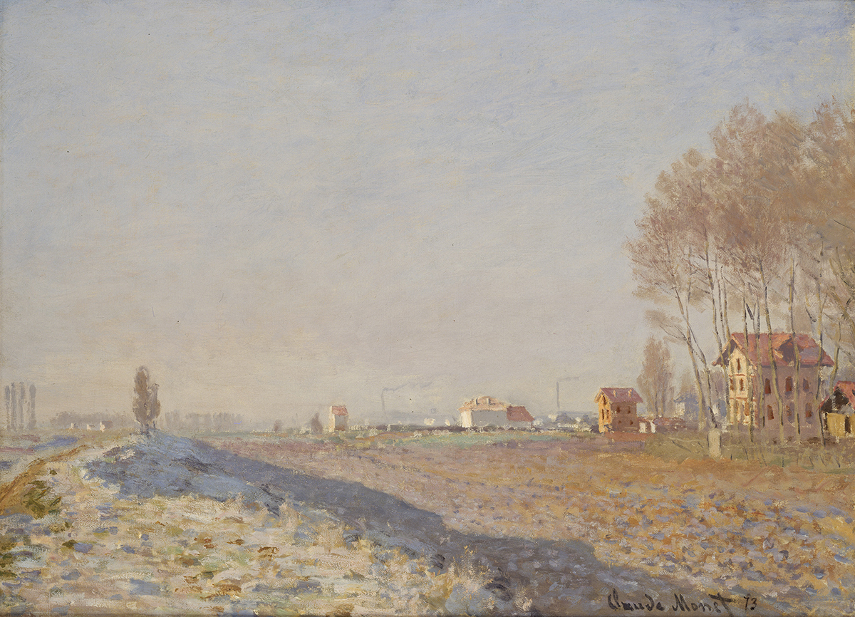 クロード・モネ《コロンブの平原、霜》画像