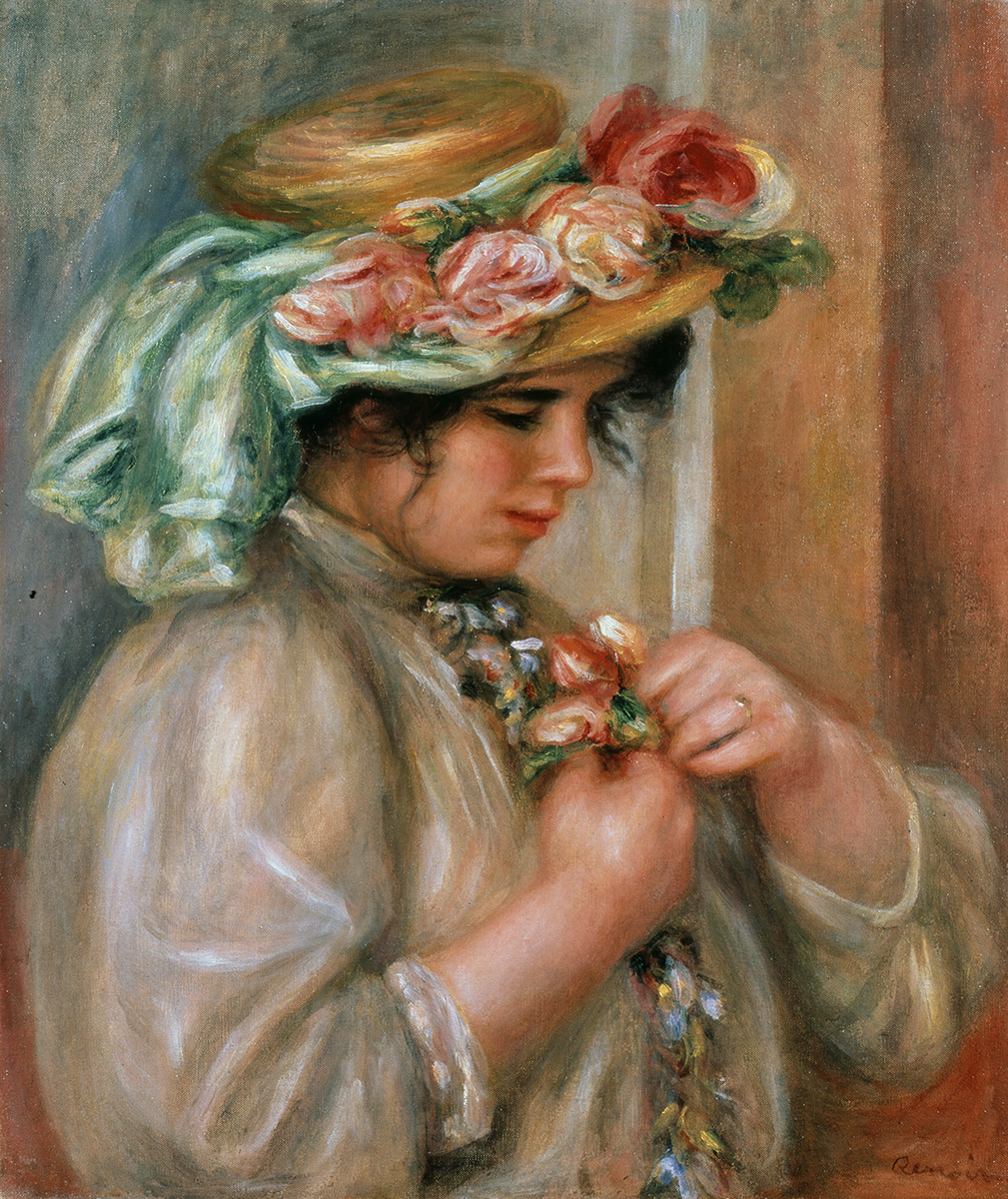 ピエール=オーギュスト・ルノワール《胸に花を飾る少女》画像